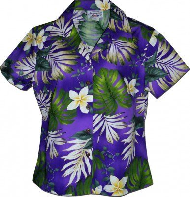 Женская гавайская рубашка Pacific Legend Tropical Monstera Hawaiian Shirts - 348-3688 Purple, фото