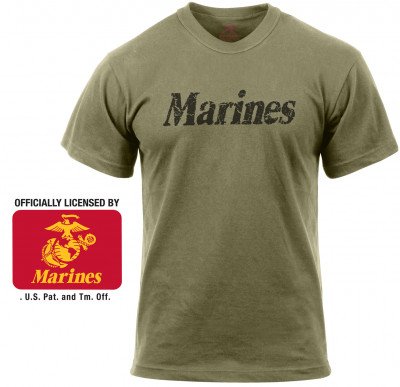 Футболка Rothco Distressed Marines T-Shirt Olive Drab 66455, фото