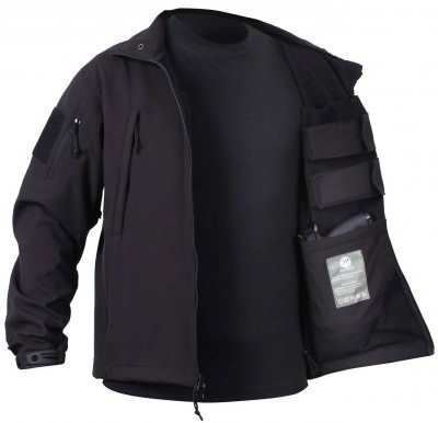 Куртка софтшел черная скрытое ношение оружия Rothco Concealed Carry Soft Shell Jacket Black 55385, фото