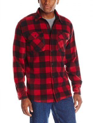 Wrangler Men's Authentics Long-Sleeve Plaid Fleece Shirt #  Red Buffalo, фото