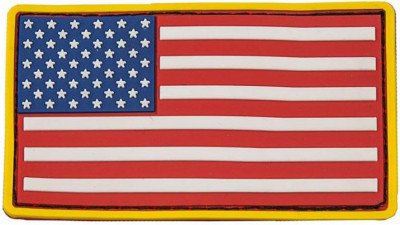 Нашивка ПВХ с велкро флаг США Rothco U.S. Flag PVC Velcro Patch - Full Color / Yellow Border 21777, фото