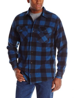 Wrangler Men's Authentics Long-Sleeve Plaid Fleece Shirt # Blue Buffalo, фото