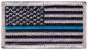 Rothco U.S. Flag Velcro Patch - Silver / Forward w/ Thin Blue Line Police # 17789