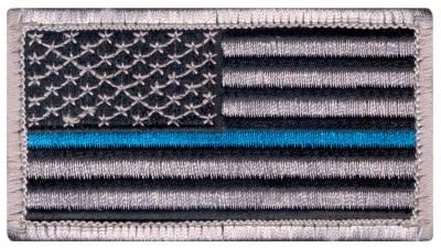 Патч флаг США Rothco U.S. Flag Velcro Patch - Silver / Forward w/ Thin Blue Line Police # 17789, фото