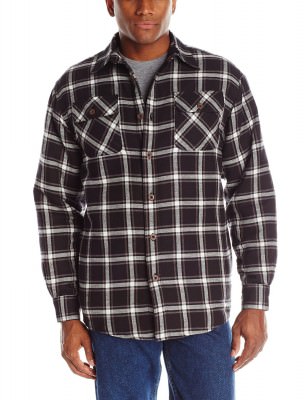 Wrangler Men's Authentics Long Sleeve Quilted Flannel Lined Shirt # Caviar, фото