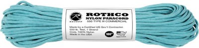 Паракорд нейлоновый бирюзовый Rothco Nylon Paracord Type III 550 LB 100FT Turquoise 129, фото