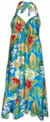 Платье гавайское халтер Pacific Legend Halter Dress - 328-3799 Blue, фото