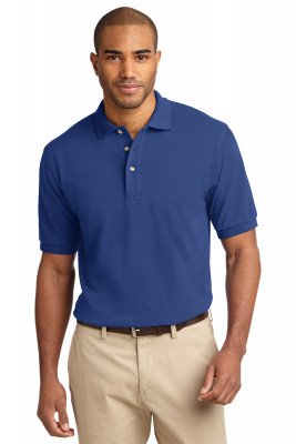 Хлопковая мужская синяя классическая футболка поло Port Authority Men's Pique Knit Polo Royal, фото