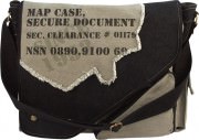 Rothco Vintage Canvas 2-Tone Imprinted Map Bag Black Grey 9248