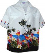 Pacific Legend Parrot Beach Hawaiian Shirts - 346-3468 White