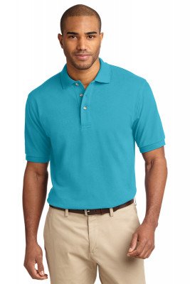 Хлопковая мужская бирюзоваяя классическая футболка поло Port Authority Men's Pique Knit Polo Turquoise, фото
