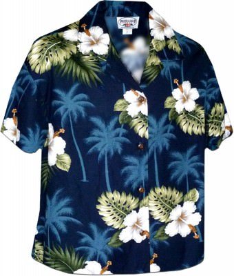 Женская гавайская рубашка Pacific Legend Hibiscus Islands Hawaiian Shirts - 346-2798 Navy, фото