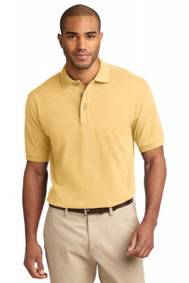 Хлопковая мужская желтая классическая футболка поло Port Authority Men's Pique Knit Polo Yellow, фото