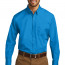 Светло-синяя рубашка с длинным рукавом Port Authority Long Sleeve Carefree Poplin Shirt Coastal Blue W100 - Светло-синяя рубашка с длинным рукавом Port Authority Long Sleeve Carefree Poplin Shirt Coastal Blue W100