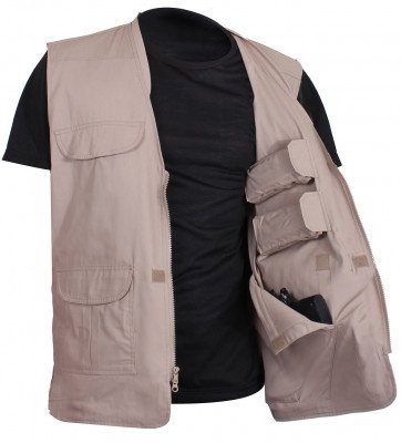 Профессиональный хаки жилет с карманами для скрытого ношения оружия Rothco Lightweight Professional Concealed Carry Vest Khaki 86700, фото