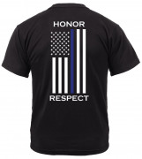 Rothco Honor and Respect 2-Sided Thin Blue Line Flag T-Shirt Black 1844