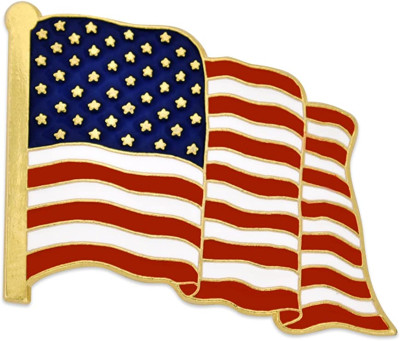 Нагрудный значок флаг США с флагштоком ( 2 х 2.5 см) US Flag Pin, фото