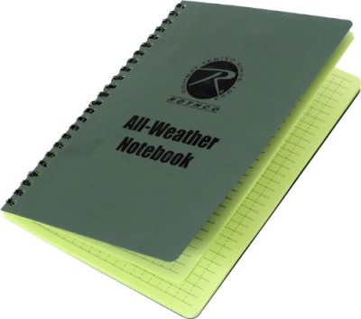 Блокнот тактический оливковый водостойкий (15 x 20 см) Rothco All Weather Waterproof Notebook 6" x 8" 463, фото