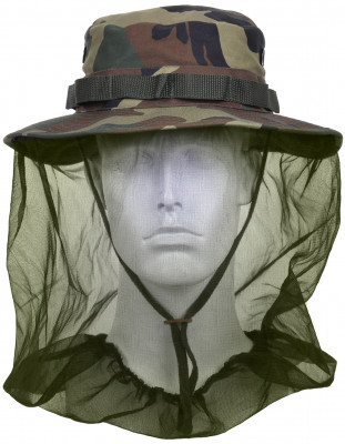 Панама с сеткой от комаров лесной камуфляж Rothco Boonie Hat With Mosquito Netting Woodland Camo 5833, фото