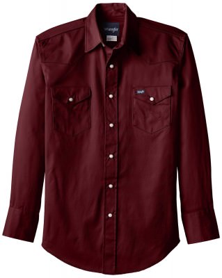 Wrangler Men's Authentic Cowboy Cut Work Western Long-Sleeve Shirt # Red Oxide, фото