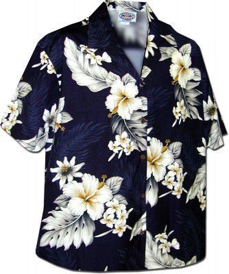 Женская гавайская рубашка Pacific Legend Hibiscus Islands Hawaiian Shirts - 346-3162 Navy, фото