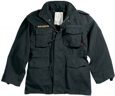 Черная американская винтажная хлопковая куртка Rothco Vintage M-65 Field Jackets Black 8608, фото