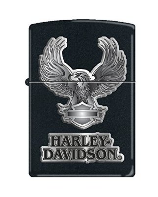 Zippo Harley-Davidson Eagle Wings Pocket Lighter Black Matte, фото