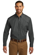 Port Authority Long Sleeve Carefree Poplin Shirt Graphite W100