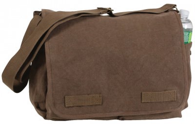 Коричневая хлопковая винтажная сумка почтальона Rothco Vintage Washed Canvas Messenger Bag Brown 9694, фото
