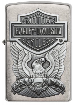 Zippo Harley-Davidson Eagle Wings Pocket Lighter Brushed Chrome, фото