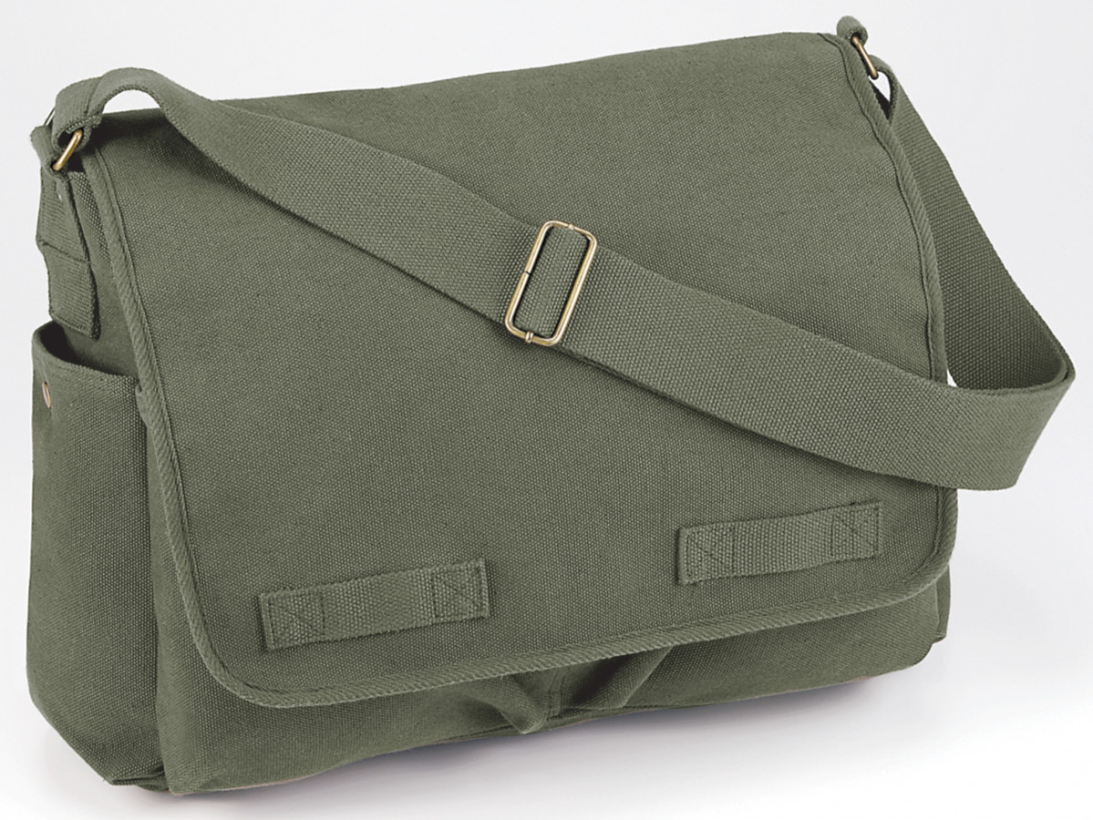 Green canvas messenger bag online