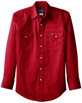Wrangler Men's Authentic Cowboy Cut Work Western Long-Sleeve Shirt # Red, фото