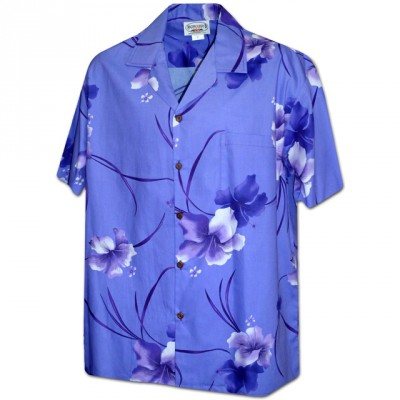 Мужская гавайская рубашка (гавайка) Classy Hibiscus Men shirt of Hawaii - 410-3894 Purple, фото