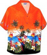 Pacific Legend Parrot Beach Hawaiian Shirts - 346-3468 Orange