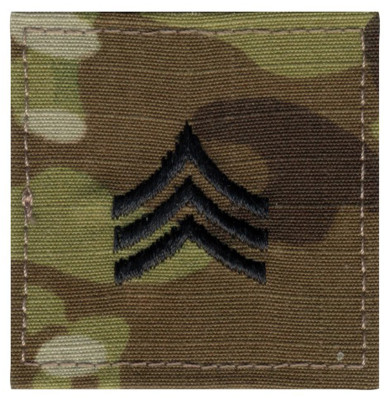 Нашивка мультикам ранг с велкро сержант Армии США Rank Insignia E-5 Sergeant (SGT) Scorpion OCP Camo 1794, фото