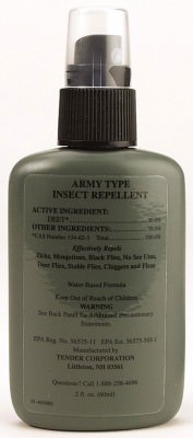 Американский армейский репеллент от комаров и клещей с 30% DEET Tender Army Type Insect Repellent 7727, фото