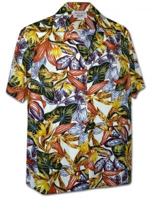 Кремовая мужская гавайская рубашка (гавайка) производства США с цветами Pacific Legend 410-3968 Cream, фото