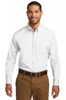Белая рубашка с длинным рукавом Port Authority Long Sleeve Carefree Poplin Shirt White W100, фото