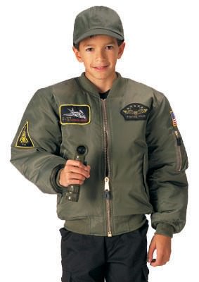Куртка пилота детская зеленая с нашивками Rothco Kids Flight Jacket With Patches Sage Green 7340, фото