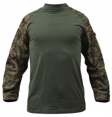 Боевая рубашка под бронижилет лесной цифровой камуфляж марпат Rothco Military FR NYCO Combat Shirt Woodland Digital Camo 90005, фото