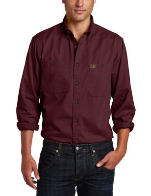 Wrangler Men's RIGGS Workwear® Twill Work Shirt # Burgundy, фото