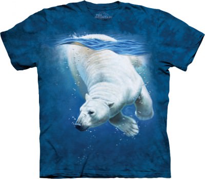 Хлопковая американская футболка The Mountain с белым медведем Polar Bear Dive 104003, фото