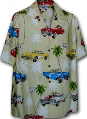 Серо-желтая мужская гавайская рубашка с кокосовыми пуговицами в стиле пин ап Pacific Legend Apparel Matched Front Men's Hawaiian Shirts - 442-3563 Maize, фото