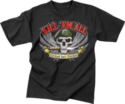 Футболка черная c логотипом  Специальных Сил Армии США Rothco Military T-Shirt - Black (Kill 'Em All Print) 66160, фото