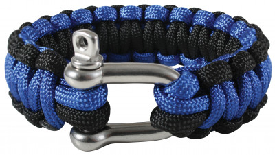 Браслет паракордовый Paracord Bracelets w/D-Shackle Closure - Royal Blue/Black  912, фото