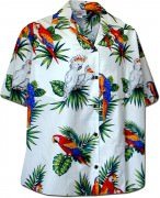 Pacific Legend Jungle Parrot Hawaiian Shirts - 346-3531 White