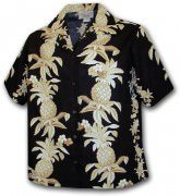 Pacific Legend Pineapple Panels Hawaiian Shirts - 346-3616 Black