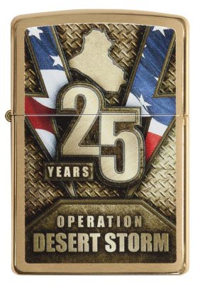 Зажигалка Zippo Pocket Lighter Operation Desert Storm Brushed Brass, фото