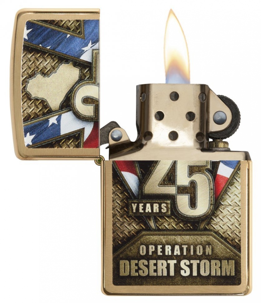 Зажигалка Zippo Pocket Lighter Operation Desert Storm Brushed Brass