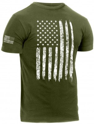 Футболка Rothco Distressed US Flag Athletic Fit T-Shirt Olive Drab 2832, фото